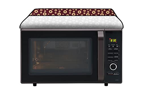 Image of Stylista PVC Microwave Oven Cover for Panasonic 20L NN-CT26HMFDG, Floral Pattern Coffee