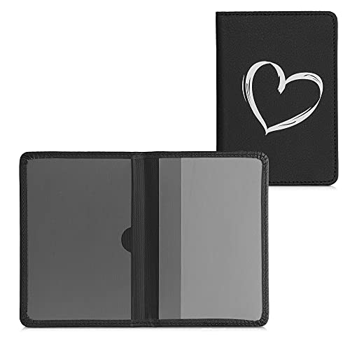 kwmobile Porte permis de Conduire Carte Grise avec Compartiments Cartes Passeport - Étui Portefeuille de Protection en Simili Cuir Blanc-Noir