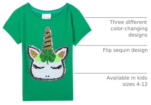 Image of St. Patrick's Day Shirt for Kids Flip Sequin Girls and Boys Green T-Shirt Clothing 4-12 Years
