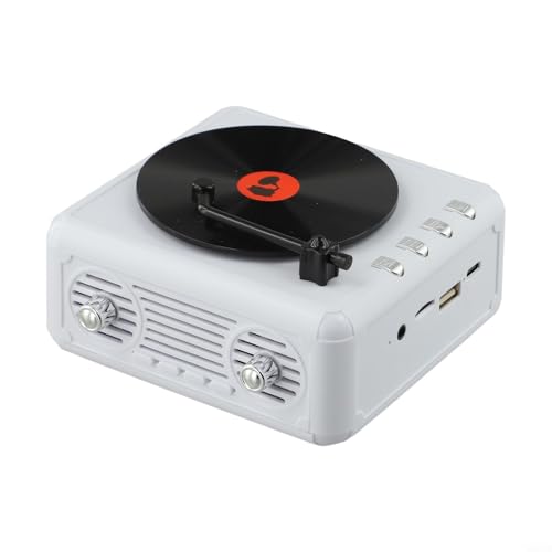 Honseadek Radio FM portatile retrò con altoparlante full-range integrato, bassi profondi, sintonizzatore DAB, riproduzione USB e scheda TF, uscita 5 W (bianco)