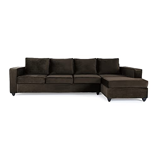 Image of Wakefit Sofa Set | 3 Year Warranty | Sofa 3 Seater, 3 Seater Sofa for Living Room, Wooden Sofa Set, 3 Seater + Right Aligned, Sofa for Living Room - Napper(Fabric-Velvet : Stone)