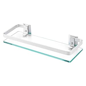 KES Glas Badkamer Plank Wandmontage Aluminium Douche Glas Plank 8MM Extra Dikke Gehard Glas Rechthoekig Zilver, A4126A