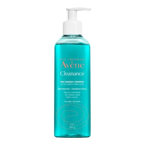 Avène Cleanance Gel de Limpeza Facial, Gel Facial Purificante com Monolaurina™, Zinco e Água Termal Avène, Controla Oleosidade, Desobstrui Poros, Reduz Cravos em 82% e Acalma Peles Sensíveis, 300g