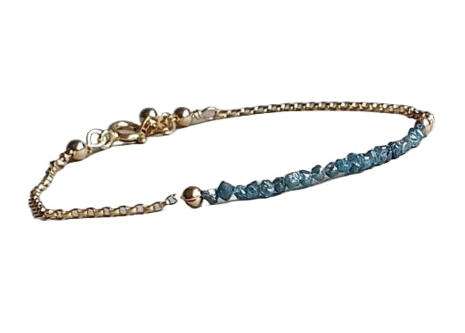 Bracelet diamant bleu 2x3mm argent stacking gourmette fine pierres naturelles