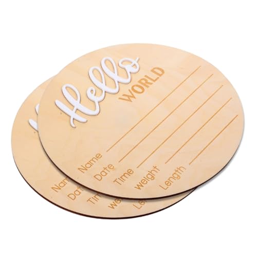 Toyvian Wooden Birth Announcement Sign Round Newborn Name Sign Photo Prop Decorative Welcome