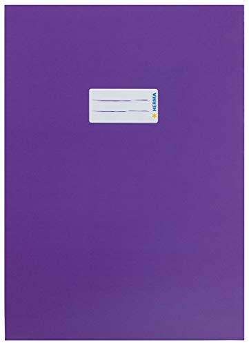 HERMA 19756 Sobres A4 de cartón violeta lila, 10 unidades, fundas para cuadernos con campo de rotulación de papel estable y extrafuerte, juego de fundas para cuadernos escolares, de colores