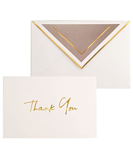 Elegant Thank You Cards with Envelopes - 36 PK - Thank You Notes with Gold Foil Letterpress 4 x 6 Inches Blank Note Cards for Wedding Bridal Shower Baby Shower Card Business Funeral Sympathy (Earth Tone)