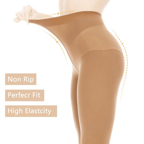 Image of Citystl Opaque Black Tights for Women, 80D Tummy Compression Plus Size Tights, Control Top Microfiber Pantyhose for women