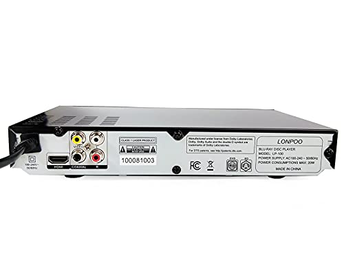 HD 1080P Blu-Ray Disc Player for TV with HDMI and AV Cables, Upscaling TV CD DVD Player, Built-in PAL NTSC, HDMI Output, AV Output, Coaxial Output, USB Input by LONPOO - Image 7