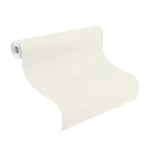 Papier peint intissé blanc aspect lin Rasch structure textile facile à poser - 3
