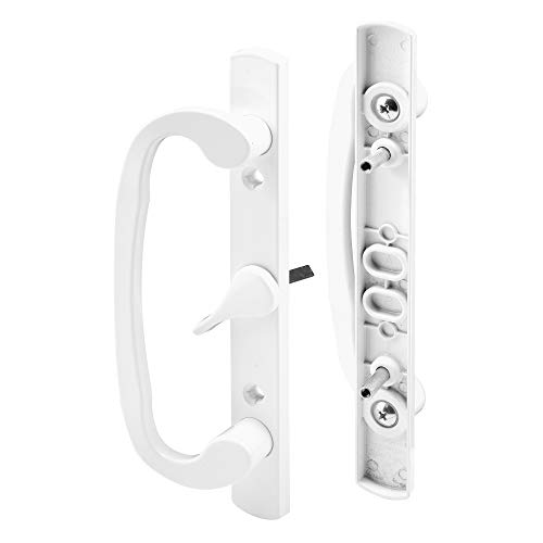 Image of Prime-Line C 1317 Mortise Style Sliding Patio Door Handle Set - Replace Old or Damaged Door Handles Quickly - White Diecast, Non-Keyed, Fits 3-15 /16 in. Hole Spacing (Single Pack) | Diecast, Non-Keyed, 3-15 /16 in. Hole Spacing, Single Pack, Replace Old or Damaged Door Handles
