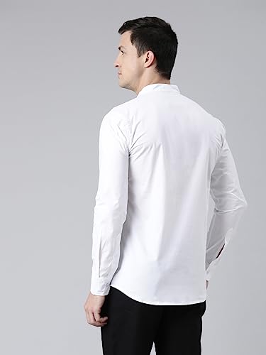 Image of KRYPTIC Men's Full Sleeve Regular Fit Short Kurta in Premium Pure Cotton with Patch Pocket and Mandarin Collar - Perfect Blend of Style and Comfort