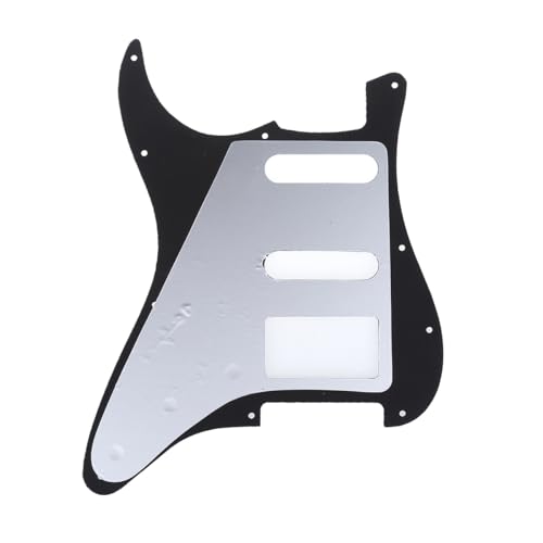 Musiclily Pro 11-Hole Modern Style Strat HSS Pickguard for American Stratocaster Guitar 3Ply Black - Image 3