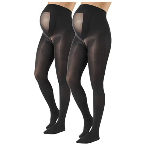 CALZITALY 2 Paar Blickdichte Umstandsstrumpfhose | Elastische Geformte Schwangerschaftsstrumpfhosen Komfort Übergangszeit Mode | Schwarz, Blau | S, M, L, XL | 40 DEN | Made in Italy (L, Schwarze) Cover