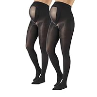 CALZITALY 2 Paar Blickdichte Umstandsstrumpfhose | Elastische Geformte Schwangerschaftsstrumpfhosen Komfort Übergangszeit Mode | Schwarz, Blau | S, M, L, XL | 40 DEN | Made in Italy (M, Schwarze)