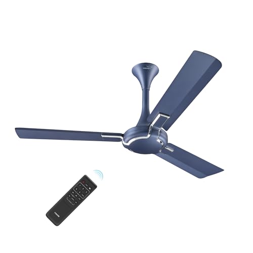 Image of V-Guard Exado Pro ES BLDC Ceiling Fan | Remote Control | Anti Dust Coating | Energy Saving BLDC Fan | 370 RPM | 100% Copper Motor | 1200 mm | Riband Blue Matte