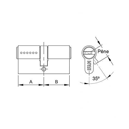 Cilindro de alta seguridad Serie WX1000 (5 llaves) IFAM - Dimensiones: 30/50