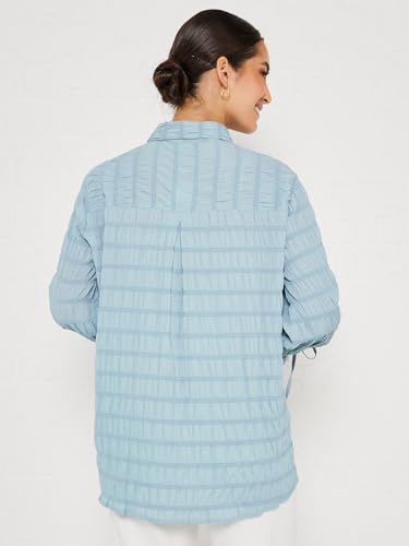 Image of Styli Women Oversized Long Length Textured Shirt | Stylish Casual Shirt for Women | Comfortable Tops | Perfect for Office, Travel & Daily Outfits