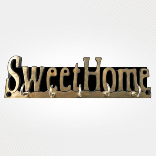 Image of Key Holder for Wall /Zinc Metal Key Stand with 5 Hooks /Decorative Wall Key Hanger for Home, Entryway & Office /Vintage Style Key Organizer (Sweet Home Key Holder)-| 3 Years Warranty |