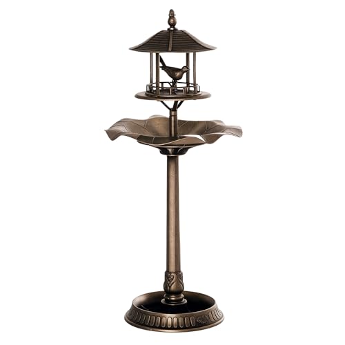 Outsunny Bain d'oiseaux Abreuvoir pour Oiseaux jardinière 3 en 1 dim. Ø 50 x 113H cm polypropylène Bronze Antique