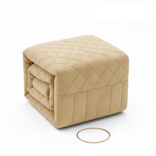 Wooden Puffy Stool for Living Room Round Footstool - Ottoman Stool for Living Room Furniture Round Ottoman - Sitting Pouffe Ottoman Stool/Room Dcor/Office Stool - (MULTIPAL Cream)-image-16