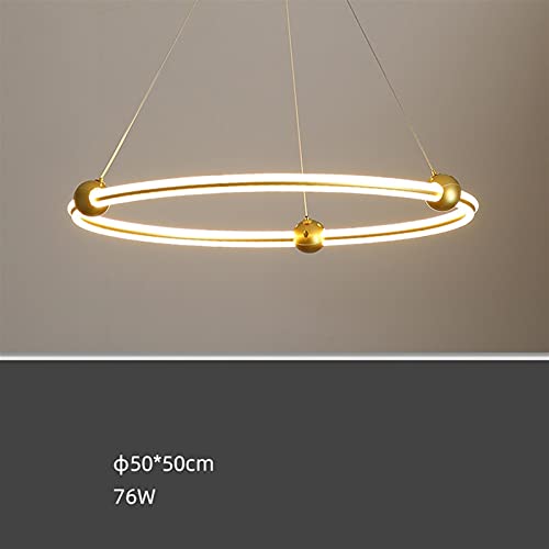 Chandelier LED dimmable or pour salle à manger avec suspension réglable et télécommande