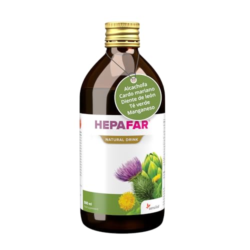 Cardo Mariano, Te Verde, Alcachofa, Diente de Leon y Manganeso - 500 ml para 20 Días - Apoyo Hepatico - Hepafar Drink Sensilab, Hecho en España