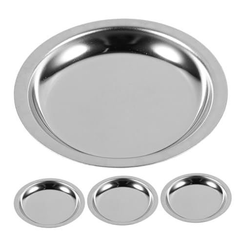 Alipis 4 pezzi Piatti Portabustine Tè in Acciaio Resistenti Sottobicchieri Tondi Decorativi Antigoccia per Casa Bar e Ristorante Contenitori Riutilizzabili per Bustine di Tisane
