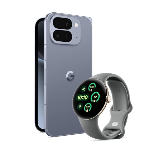 Image of Google Pixel 10 Pro Fold - Unlocked Android Smartphone with Gemini - Advanced Triple Rear Camera System - 24+ Hour Battery – Foldable Display - Hands-Free Video - Moonstone, 256GB + Watch 3 (Hazel)