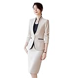 Ajuste Favorecedor: La Silueta Cruzada Del Blazer Establece Trajes De 572 Piezas Para Mujer Acentúa Tu Figura Resaltando Tu Cintura Y Piernas Delgadas. Siéntete Segura Y Elegante Con Este Conjunto De Chaqueta Y Falda De Traje A Medida Que Favorece Sin Esfuerzo La Forma De Tu Cuerpo.