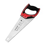 14 in. Pro Hand Saw, 11 TPI Fine-Cut Soft-Grip Hardpoint Handsaw Perfect for Sawing, Trimming, Gardening, Cutting Wood, Drywall, Plastic Pipes, Sharp Blade, Ergonomic Non-Slip Handle (red)