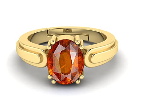 Bague grenat hessonite naturelle ajustable plaqué or 10,50ct