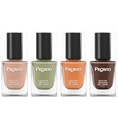 Pronto Collection – 4 Pieces Set: Long Lasting, Quick Dry, Mirror Shine Nail Polish – Hardener, B...