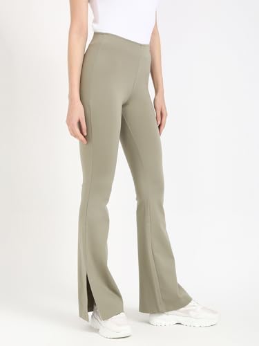 Calvin Klein Damen Leggings Milano Elastic ausgestelltes Bein, Beige (Nordic Dust), XS – Ansicht 4