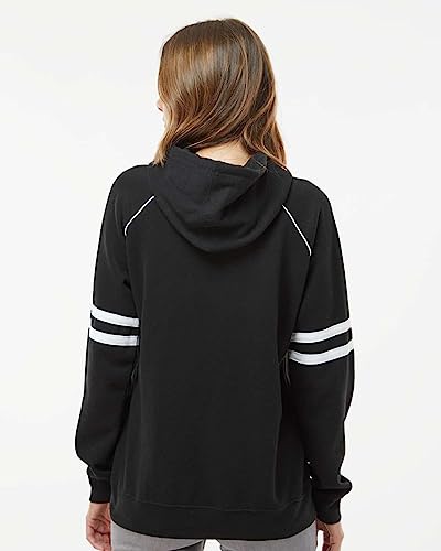 J. America Women's Varsity Fleece Piped Hooded Sweatshirt L Royal Red #TOP3