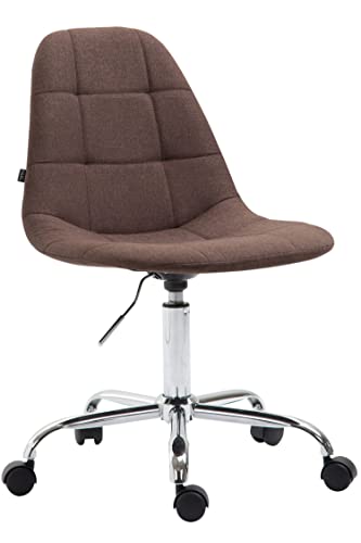 TPFLiving Silla de oficina Rhein de tela con respaldo cómodo, silla de escritorio, silla giratoria, silla ejecutiva XXL, silla de conferencia, estructura: metal cromado - marrón
