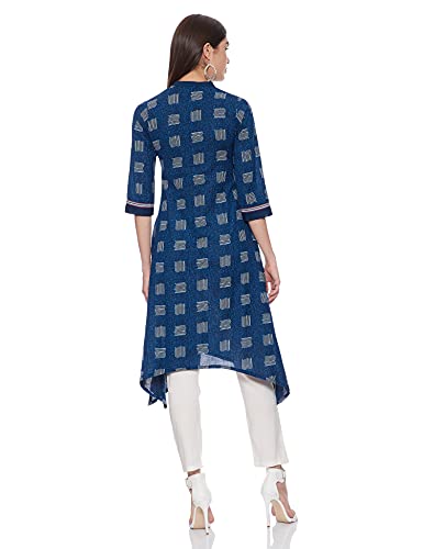 Image of Rangriti Indigo Cotton Flex Asymmetric Kurta