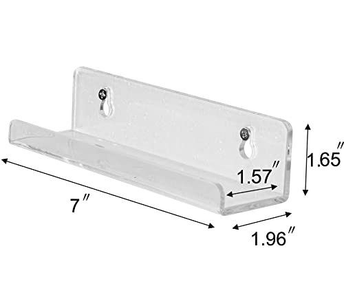 Sooyee 6 Pack 7 Inch Acrylic Invisible Kids Floating Bookshelf For Kids Room,Modern Picture Ledge Display Toy Storage Wall Shelf,Clear #TOP2