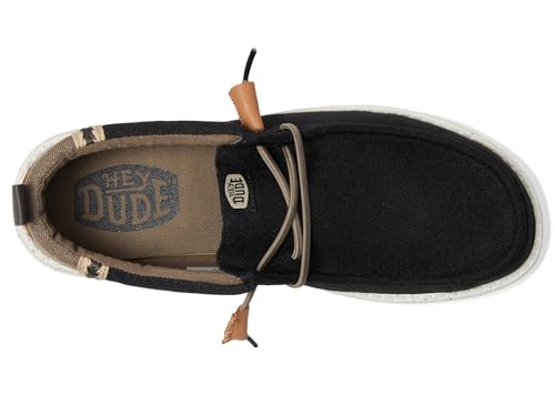 HEYDUDE Wally Craft Linen Black/Walnut Size 13, Men’s Shoes, Men's Slip-on Loafers, Comfortable & Light-Weight2