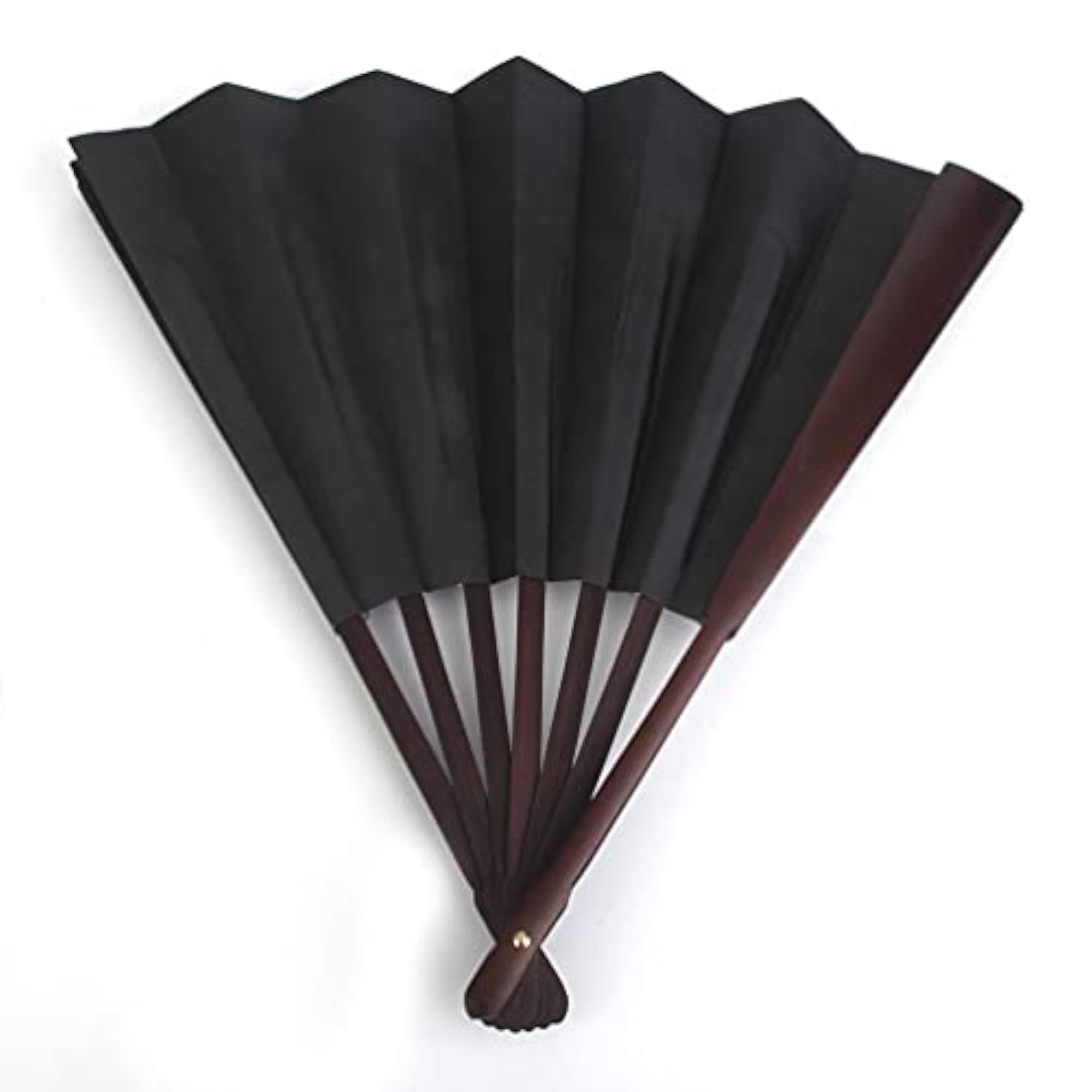 Black Handmade Bamboo Folding Fan, 1Pc