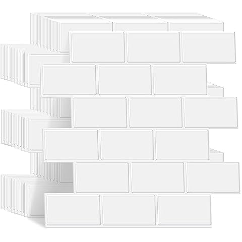 WalDecoo White Peel and Stick Wall Tiles, 10-Sheet Stick on Backsplash for Kitchen, Subway Tile Peel and Stick Backsplash for Kitchen and Bathroom（12" × 12"）. Cover