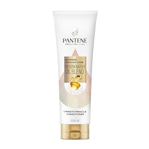 Pantene Pro-V Miracles Conditioner, Extreme Damage Care Regenerative Oil Blend 1 Minute Miracle, Moisturizes, Smooths, Argan & Jojoba Oils, 0% Sulfated Conditioners, Dyes, or Parabens, 10.9 Fl Oz