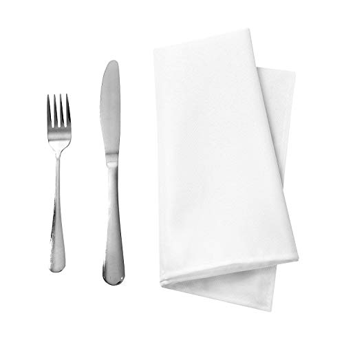Ascoza 25Pcs Polyester Cloth Napkins - 20 X 20 Inch White Dinner Washable Napkins With Hemmed Edges For Restaurant/Wedding/Hotel(25,White) #TOP4