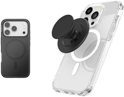 Bundle of PopSockets iPhone 17 Pro Phone Case with MagSafe, Wireless Charging Compatible, Black - Black Transluscent + PopSockets Phone Grip for MagSafe, Magnetic Holder, Phone Stand, Black - Black