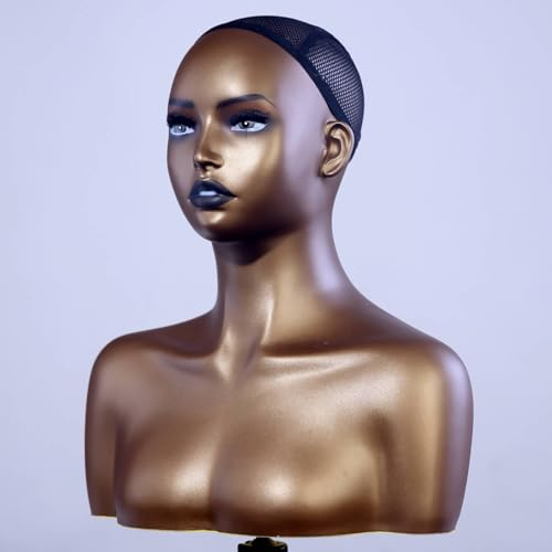 Maniquí de cabeza dorado con acabado liso para pelucas exclusivas 6