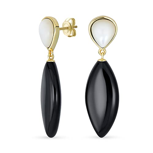 Boucles d'oreilles onyx noir et blanc en or 14K, le cadeau idéal pour femme élégante