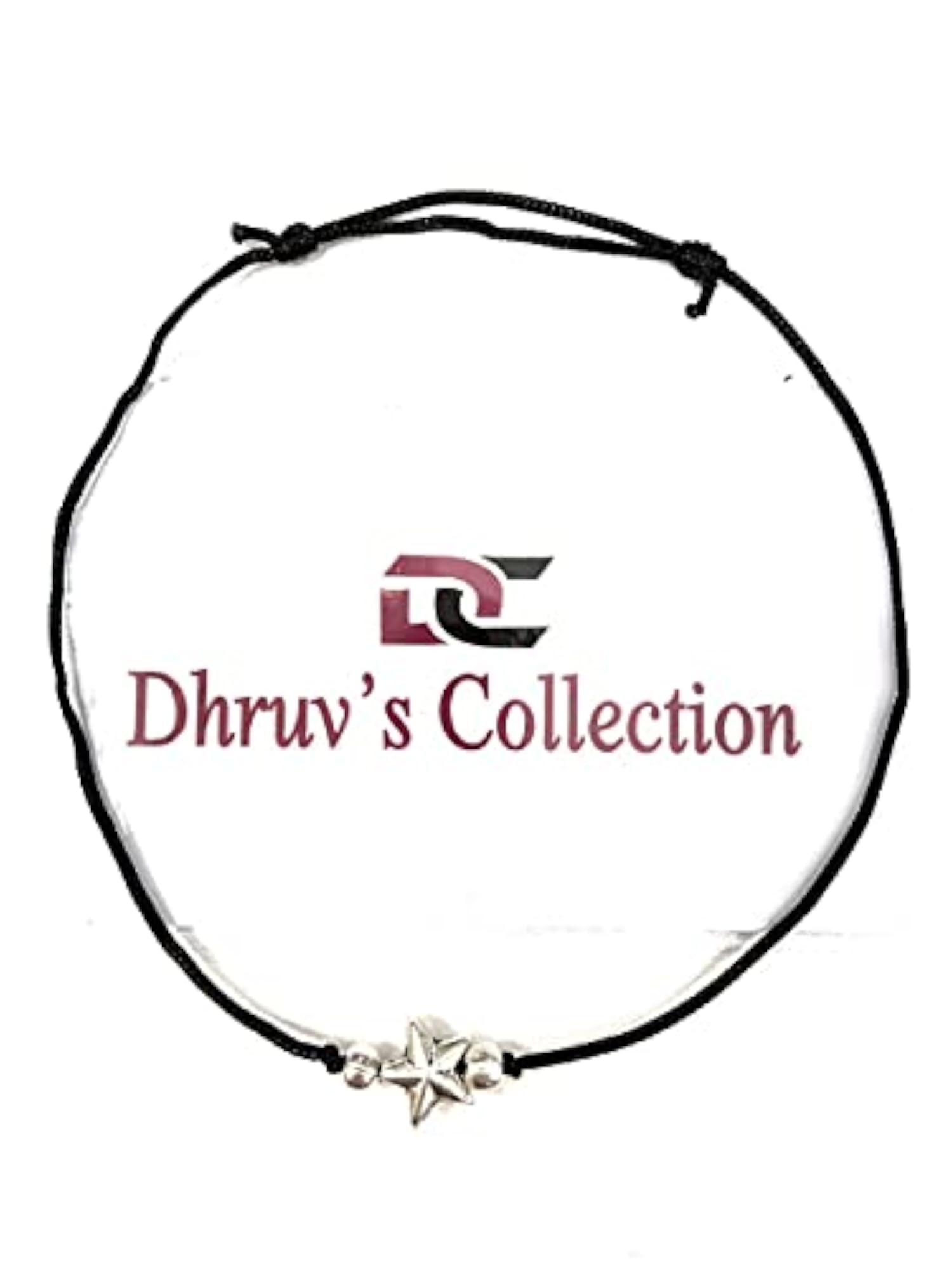 Women's 925 Pure Silver Star Charms Black Threaded Adjustable Anklet