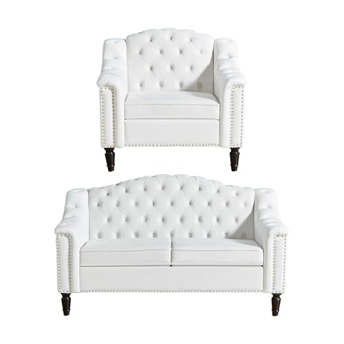 SUJOUCRAFT Chesterfield Camelback Sofa & Loveseat Set
