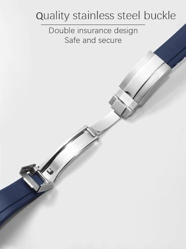 Wentokye Rubber Watchband For Rolex SUBMARINER GHOST DATEJUST OYSTERPERTUAL DAYTONA YACHTMASTER Deployment Buckle 20mm Rolex Rubber Strap Replacement