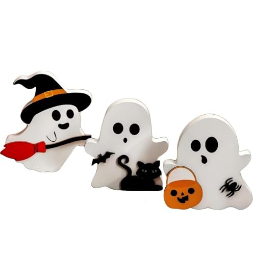 EdenEcho 3pcs Cute Halloween Ghost Decorations Indoor, Halloween Spooky Decor,